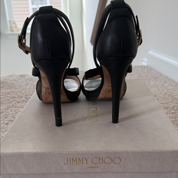 Jimmy Choo Black Strappy Platform Heels - Picture 2 of 8